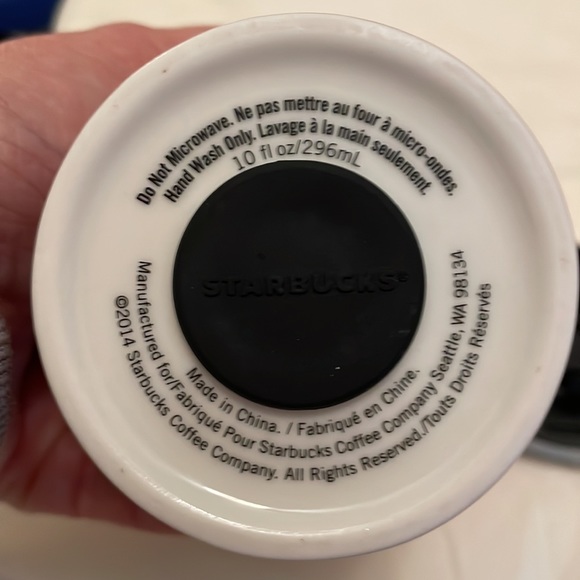 STARBUCKS VINTAGE 2014 ZIG-ZAG 10oz DOUBLE WALLED CERAMIC TUMBLER. - Picture 6 of 9